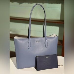 Kate Spade Light Blue Tote with Navy Pouch
